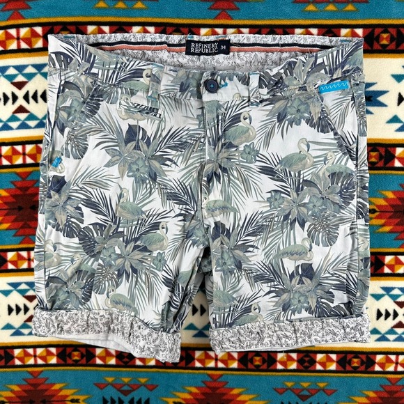 Refinery Republic Flamingo Print Shorts Casual Tropical‎ Size 34 - Picture 1 of 7